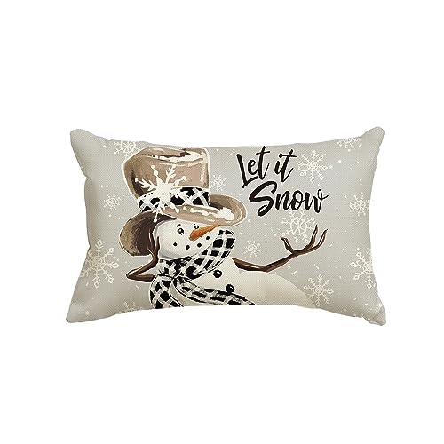 Artoid Mode Schneemann Schneeflocke Let It Snow Weihnachten Kissenbezug, 30x50 cm Saisonnal Zierkissenbezug Cushion Cover Couch Wohnzimmer Deko von Artoid Mode