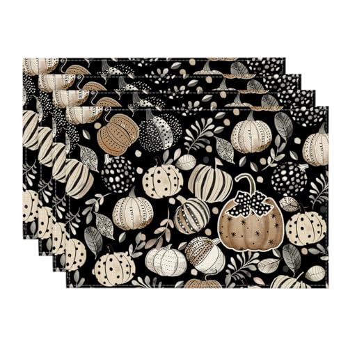 Artoid Mode Schwarz Blätter Kürbisse Herbst Platzsets 4er Set, 30x45cm Urlaub Tischsets Platzdeckchen Küche Party Deko Artoid Mode Schwarz Blätter Kürbisse Herbst Platzsets 4er Set, 30x45cm Urlaub Tischsets Platzdeckchen Küche Party Deko von Artoid Mode