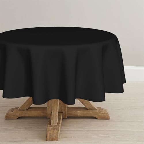 Artoid Mode Schwarz Fleckschutz Leinenoptik Tischdecke Rund 120 cm, Leinendecke Tischtuch Abwaschbar Tischwäsche Küche Garten Urlaub Party Dekor von Artoid Mode