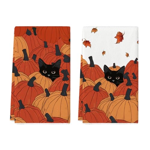 Artoid Mode Schwarze Katze Ahornblätter Kürbisse Herbst Küchentücher Geschirrtücher, 42x65 cm Saisonale Fall Dekoration Polyester Handtücher 2er Set Artoid Mode Schwarze Katze Ahornblätter Kürbisse Herbst Küchentücher Geschirrtücher, 42x65 cm Saisonale Fall Dekoration Polyester Handtücher 2er Set von Artoid Mode