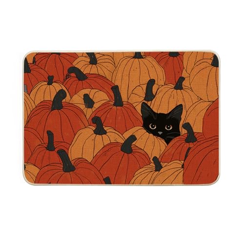 Artoid Mode Schwarze Katze Kürbisse Herbst Fußmatte，Hause Dekoration Küche Teppich Bodenmatte Für Innen Außen Dekor 40x60 cm von Artoid Mode