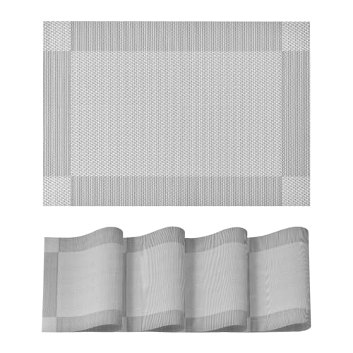 Artoid Mode Silber Grau PVC Platzsets 4er Set, 30x45cm Tischsets Waschbar Schmutzabweisend Hitzebeständig Platzdeckchen Zuhause Küche Deko Artoid Mode Silber Grau PVC Platzsets 4er Set, 30x45cm Tischsets Waschbar Schmutzabweisend Hitzebeständig Platzdeckchen Zuhause Küche Deko von Artoid Mode