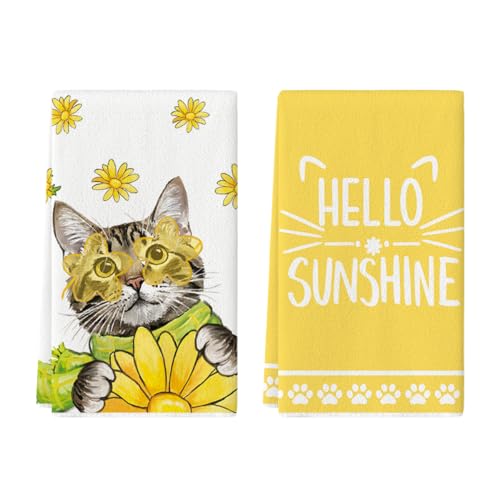 Artoid Mode Sonnenblumen Frühling Küchentücher Geschirrtücher, 42x65 cm Saisonale Sommer Hello Sunshine Dekoration 2er Set von Artoid Mode