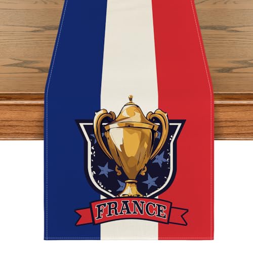 Artoid Mode Sport Frankreich France Trophäen Tischläufer, Waschbar Küche Esstisch Dekoration Drinnen Draußen Urlaub Party Dekor 40x140 cm von Artoid Mode