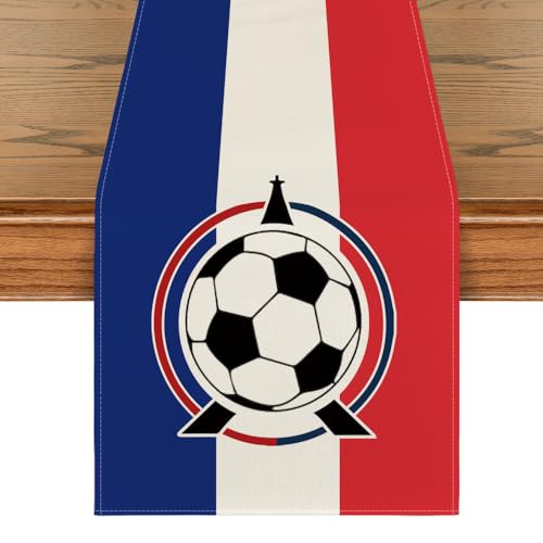 Artoid Mode Sport Frankreich Fußball Tischläufer, Waschbar Küche Esstisch Dekoration Drinnen Draußen Urlaub Party Dekor 40x140 cm von Artoid Mode