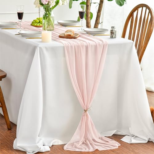 Artoid Mode Chiffon Musselin Dekostoff Errötendes Rosa Tischläufer 75x300 cm, Küche Tisch Dekoration Drinnen Urlaub Hochzeit Party Geburtstag Dekor von Artoid Mode