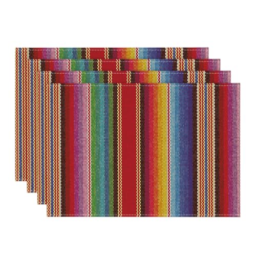 Artoid Mode Streifen Serape Mexikanischen Platzsets 4er Set, 30x45cm Mexiko Dia De Los Muertos Fiesta Tischsets Platzdeckchen Küche Party Dekor von Artoid Mode