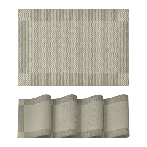 Artoid Mode Teal Gold PVC Platzsets 4er Set, 30x45cm Tischsets Waschbar Schmutzabweisend Hitzebeständig Platzdeckchen Zuhause Küche Deko von Artoid Mode