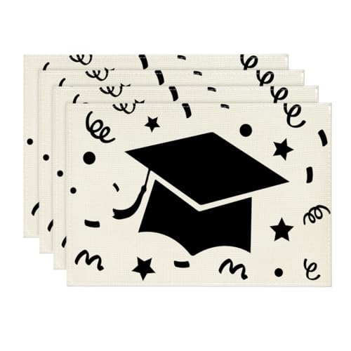 Artoid Mode Uni Abschluss Hut 2025 Studentenhut Abschlussfeier Platzsets 4er Set, 30x45cm Couchtisch Urlaub Tischsets Platzdeckchen Küche Party Deko Artoid Mode Uni Abschluss Hut 2025 Studentenhut Abschlussfeier Platzsets 4er Set, 30x45cm Couchtisch Urlaub Tischsets Platzdeckchen Küche Party Deko von Artoid Mode