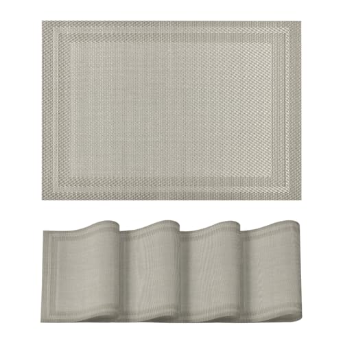 Artoid Mode Vinyl Champagner PVC Platzsets 4er Set, 30x45cm Tischsets Waschbar Schmutzabweisend Hitzebeständig Platzdeckchen Innen Küche Deko von Artoid Mode