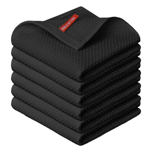 Artoid Mode Waffel Schwarz 100% Baumwolle Weiche Küchentücher Geschirrtücher, 6er Set 30x30 cm Waschbar Saugfähig Spüllappen Reinigung Küchen Artoid Mode Waffel Schwarz 100% Baumwolle Weiche Küchentücher Geschirrtücher, 6er Set 30x30 cm Waschbar Saugfähig Spüllappen Reinigung Küchen von Artoid Mode