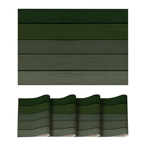 Artoid Mode Wald Grün Holz Rustikal PVC Platzsets 4er Set, 30x45cm Tischsets Schmutzabweisend Hitzebeständig Platzdeckchen Küche Deko von Artoid Mode