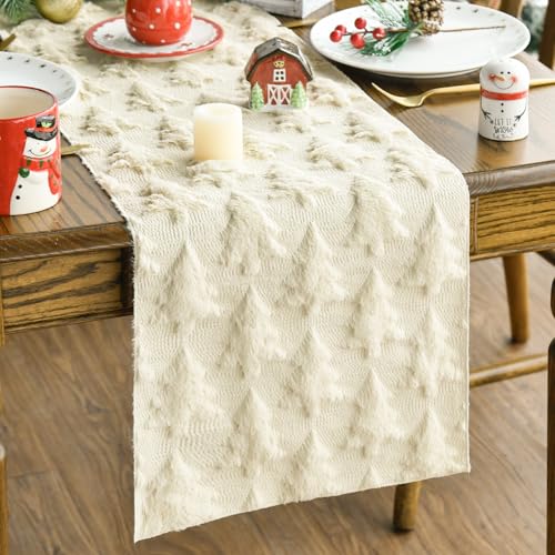 Artoid Mode Weich Plüsch Samt Faux Pelz Jacquard Beige Kiefern Baum Weihnachten Tischläufer, Winter Küche Tisch Urlaub Party Dekor 33x183 cm Artoid Mode Weich Plüsch Samt Faux Pelz Jacquard Beige Kiefern Baum Weihnachten Tischläufer, Winter Küche Tisch Urlaub Party Dekor 33x183 cm von Artoid Mode
