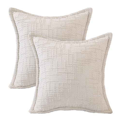 Artoid Mode Weiß Leinen Optik Modern Kissenbezüge 2er Set, 45x45 cm Saisonnal Sofakissen Zierkissenbezug Cushion Cover Couch Schlafzimmer Deko von Artoid Mode