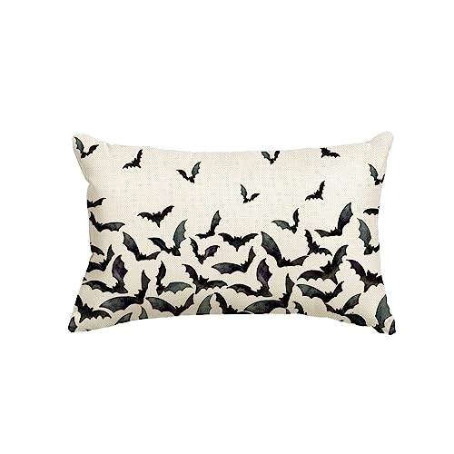 Artoid Mode Weiß Scherenschnitt Fledermaus Halloween Kissenbezug, 30x50 cm Saisonnal Zierkissenbezug Couch Wohnzimmer Deko von Artoid Mode