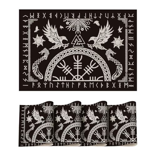 Artoid Mode Wikinger Rabe Helm der Ehrfurcht PVC Platzsets 4er Set, 30x45cm Tischsets Schmutzabweisend Hitzebeständig Platzdeckchen Küche Deko von Artoid Mode
