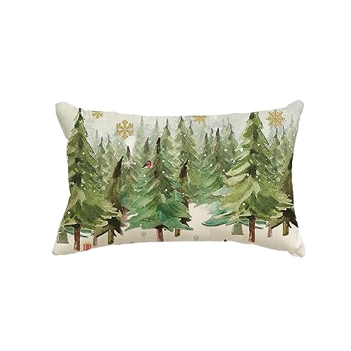 Artoid Mode Xmas Bäume Kardinäle Schneeflocken Weihnachten Kissenbezug, 30x50 cm Winter Zierkissenbezug Couch Wohnzimmer Deko von Artoid Mode