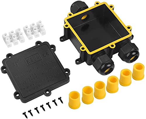 SanGlory Abzweigdose Wasserdicht IP68 Außen 3-Wege-Kabelsteckverbinder/Wasserdichte Verteilerdose Ø 4mm-14mm, Außen Elektrische Anschlussdose Schwarz (Y-Modell) von SanGlory