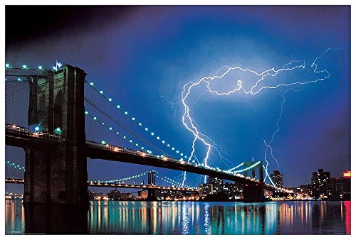 Artopweb TW21895 Brooklyn Bridge (Lightning) Dekorative Paneele, Holz, Multifarbiert, Maßnahmen: 90 x 60 Cm von Artopweb