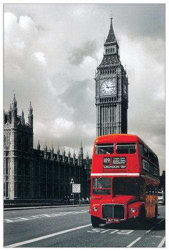 Artopweb London Bus Westminster 60x90 cm Decorative Panel, MDF (Mitteldichte Holzfaserplatte), Papier, Bunt von Artopweb