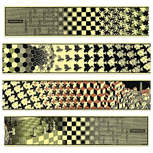 Artopweb Escher Metamorphosis Ii, 1940 Decorative Panel, MDF (Mitteldichte Holzfaserplatte), Papier, Bunt, 100 x 22 cm von Artopweb