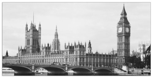 Artopweb Houses of Parlament & Big Ben In London Decorative Panel, Papier, Bunt, 100 x 50 cm von Artopweb