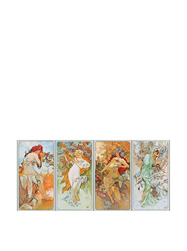 Artopweb Mucha-Four Seasons (Dekorative Paneele 120x55 cm), Holz, Multicolor, 120 x 1,8 x 55 cm von Artopweb