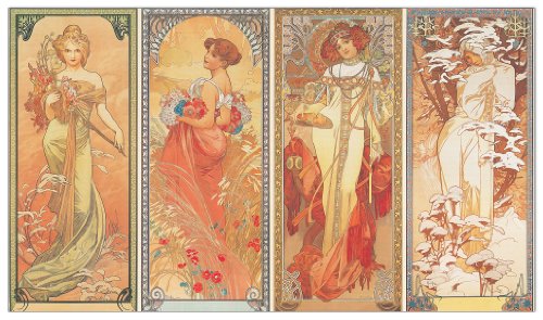 Artopweb Mucha Les Saisons, 1900-25x44 cm Decorative Panel, MDF (Mitteldichte Holzfaserplatte), Papier, Bunt von Artopweb