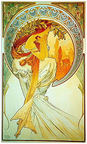 Artopweb Mucha Poetry Decorative Panel, MDF (Mitteldichte Holzfaserplatte), Papier, Bunt von Artopweb