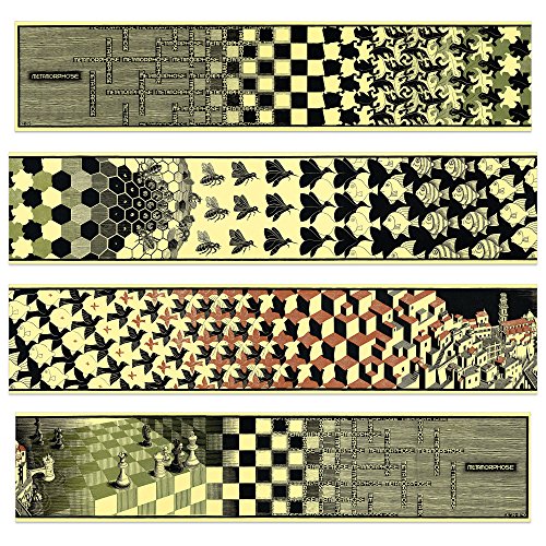 Artopweb TW15569 Escher - Metamorphosis II, 1940 (4 MDF Panels) Dekorative Paneele, Multifarbiert,100x22 Cm von Artopweb