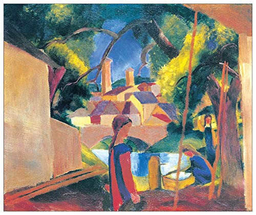 Artopweb TW16539 Macke - Kinder Am Brunnen Dekorative Paneele, Multifarbiert, 100x84 Cm von Artopweb