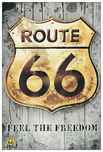 Artopweb TW21591 Route 66 Golden Sign Dekorative Paneele, Engineered Holz, Multifarbiert, 60x90 Cm von Artopweb