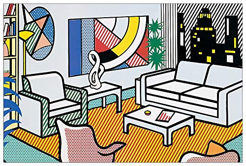 Artopweb TW21686 Lichtenstein - Interior With Skyline Collage For Painting Dekorative Paneele, Multifarbiert, 123x81 Cm von Artopweb