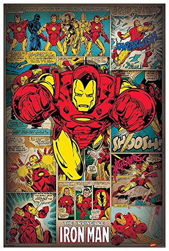 Artopweb TW21927 Marvel Comics - Iron Man Retro Dekorative Paneele, Multifarbiert, 60x90 Cm von Artopweb