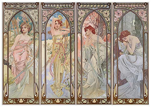 Artopweb TW22307 Mucha - Time of the day Dekorative Paneele, MDF Wood Panel, Multifarbiert, 70x48 Cm von Artopweb