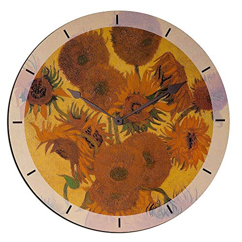 Artopweb Van Gogh - Sunflowers Wanduhren, Holz, Multifarbiert, Maßnahmen: 60 x 60 cm von Artopweb