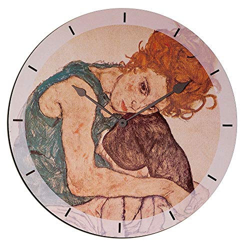 Artopweb Schiele - Sitzende fra Wanduhren, Holz, Multifarbiert, Maßnahmen: 60 x 60 cm von Artopweb