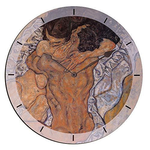 Artopweb Schiele - Umarmung Wanduhren, Holz, Multifarbiert, Maßnahmen: 60 x 60 cm von Artopweb