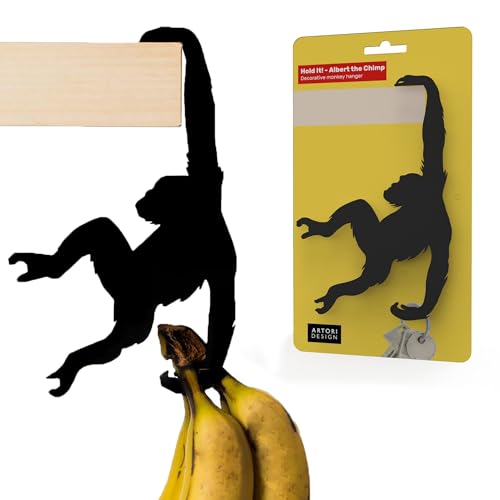 Artori Design | “Hold it” | Albert der Schimpanse | Affe aus Metall | Dekorativer Regal-Hänger von Artori Design
