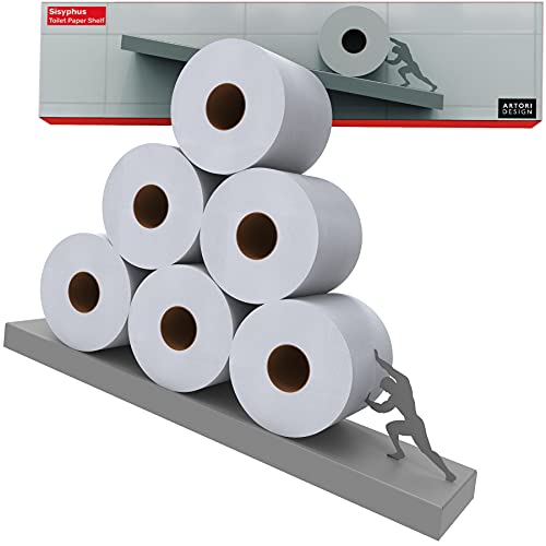 Schwebender Regal-Toilettenpapierhalter – gekippter, mattgrauer Toilettenpapierrollenhalter zur einfachen Aufbewahrung im Badezimmer von Artori Design