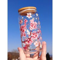 590Ml/20Oz Trinkglas Mit Bambusdeckel Und Glasstrohhalm - Kirschblüten | Rosa Pink Frühling Geschenk Geschenkidee Süß von ArtoriaPrintShop