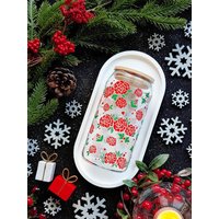 590Ml/20Oz Trinkglas Mit Bambusdeckel Und Glasstrohhalm - Red Roses | Blumen Blätter Geschenkidee Valentinstag Weihnachten von ArtoriaPrintShop