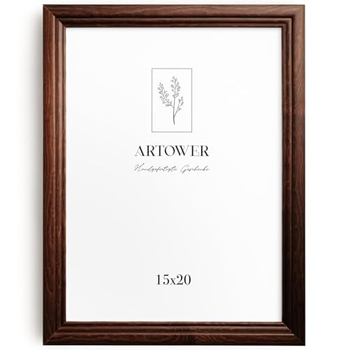 Artower® Bilderrahmen Vintage Braun Holz Rahmen für 15 x 20 cm | Posterrahmen Groß Collage | Picture Frame Vintage Brown Wood 15x20 cm | Retro Schmal Bilderrahmen | Braun Poster Rahmen von Artower