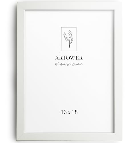 Artower® Bilderrahmen für 13 x 18 cm Weiß Holz Dünner Rahmen | Posterrahmen Klein Collage | Picture Frame Light Wood 13x18cm | Holzrahmen Holz-Bilderrahmen | Holzbilderrahmen Poster Echtholz von Artower
