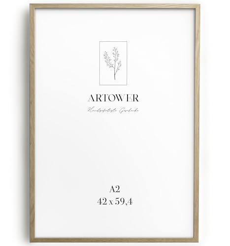 Artower® Bilderrahmen für DIN A2 42 x 59,4 cm Natur Holz Eiche Dünner Rahmen | Posterrahmen Groß Collage | Picture Frame 42 x 59,4cm | Holzrahmen Holz-Bilderrahmen | Holzbilderrahmen Poster Echtholz von Artower