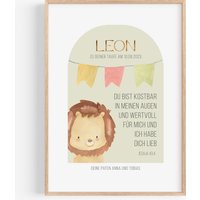 Personalisiertes Taufgeschenk Junge Mädchen Kind Patenkind Taufe Bild Löwe von ArtowerStudio