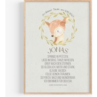 Personalisiertes Taufgeschenk Poster Taufe Geschenk Bild Für Patenkind Mit Namen Junge Mädchen Reh von ArtowerStudio