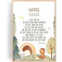 Taufe Junge Mädchen Personalisiertes Taufgeschenk Regenbogen Bild Baby Bär Patenbrief von ArtowerStudio