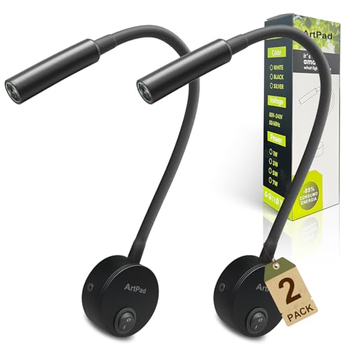 Artpad Flexibler LED-Leselampe mit 360° biegsamem Arm, 3W, ideale Nachttischbeleuchtung, warmweißes Licht - Perfekte Wandlampe für Schlafzimmer und Wohnzimmer von Artpad