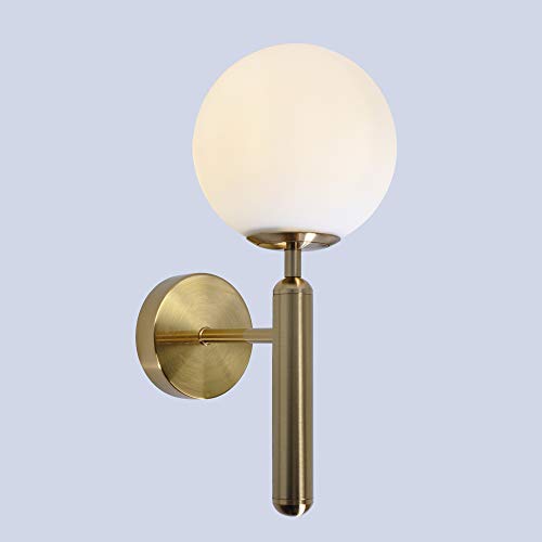 Artpad Nordic Modern Milky Glass Ball Wandleuchte Innen Nachttischleuchte Goldene MetallleuchtenFoyer Esszimmer Dekorative Wandleuchte(Glühbirne nicht enthalten) von Artpad